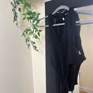 Black Halter Bodysuit